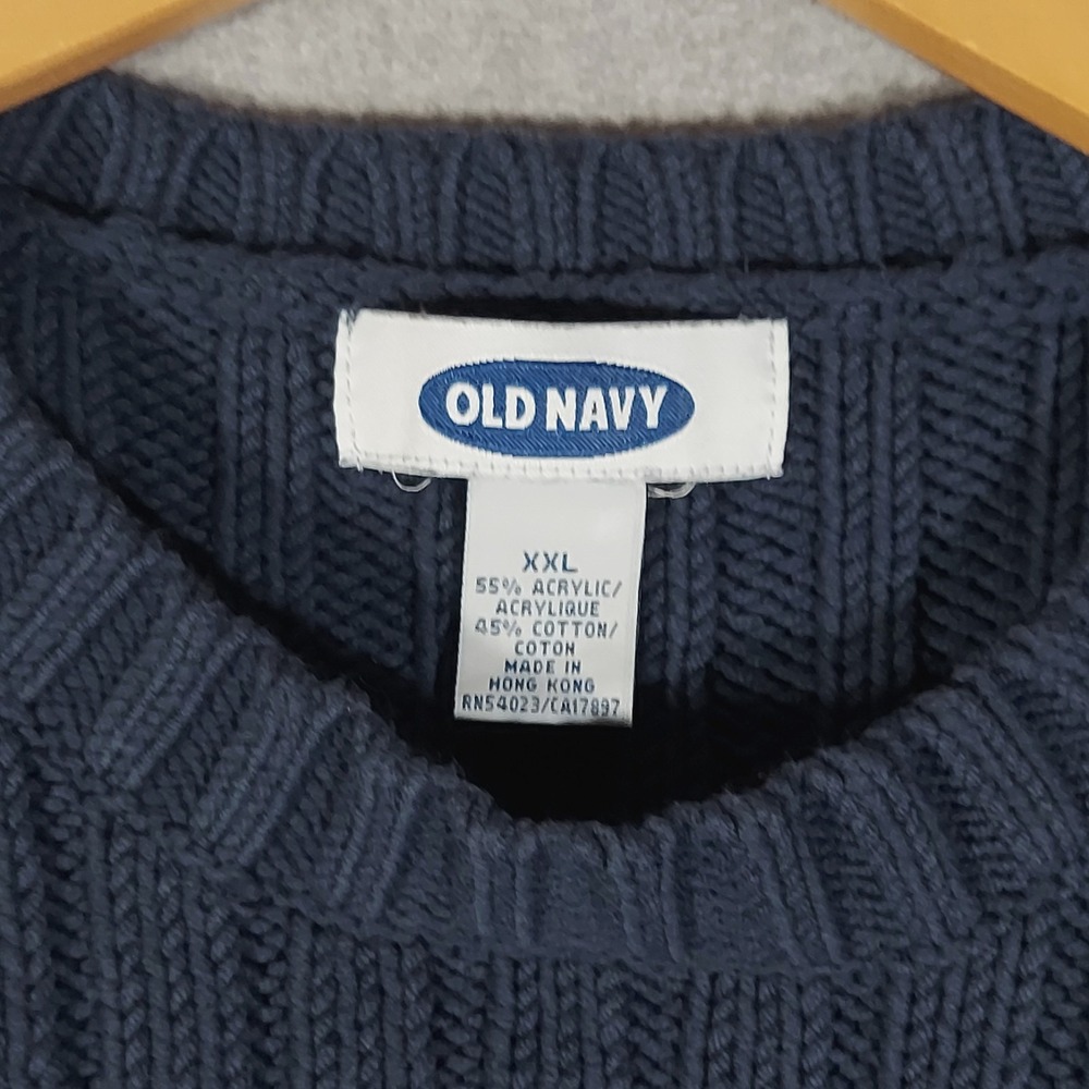 Old Navy Y2K Sweater Ribbed‎ Varsity Striped Mens XXL Preppy Grandpacore Casual - Picture 5 of 14